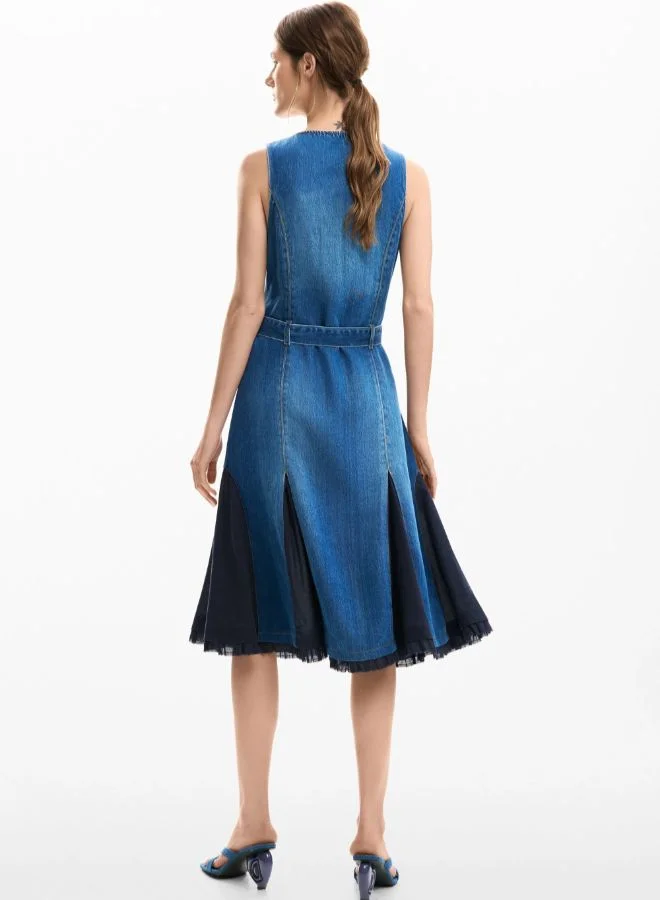 Desigual denim blue Denim midi dress for Women | Best Price UAE